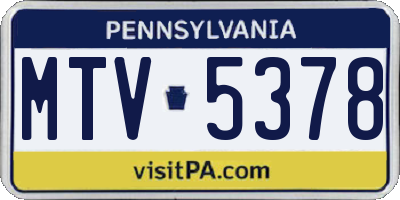 PA license plate MTV5378