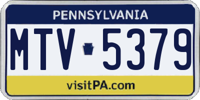 PA license plate MTV5379