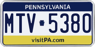 PA license plate MTV5380