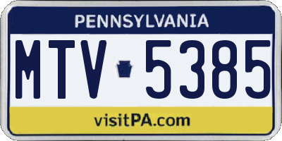 PA license plate MTV5385