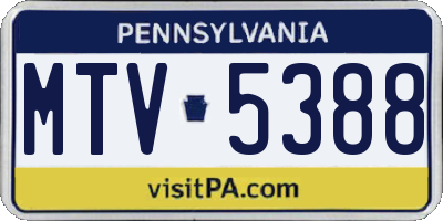 PA license plate MTV5388