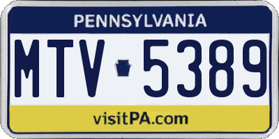 PA license plate MTV5389