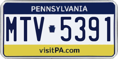PA license plate MTV5391