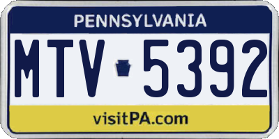 PA license plate MTV5392