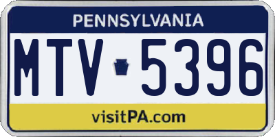 PA license plate MTV5396