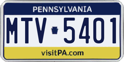 PA license plate MTV5401