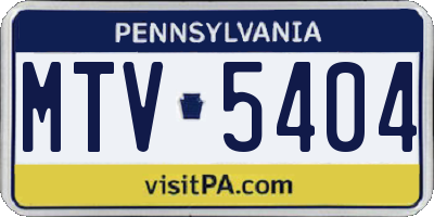 PA license plate MTV5404