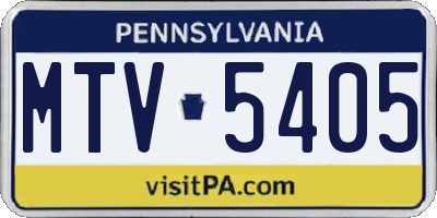 PA license plate MTV5405