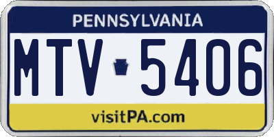 PA license plate MTV5406