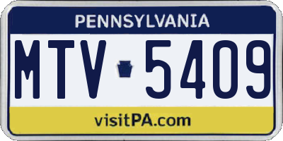 PA license plate MTV5409