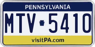 PA license plate MTV5410