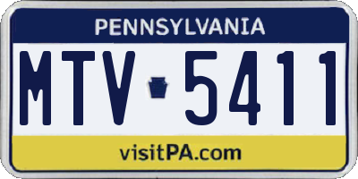PA license plate MTV5411