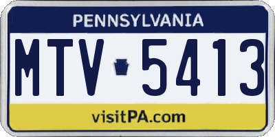 PA license plate MTV5413