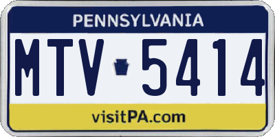 PA license plate MTV5414
