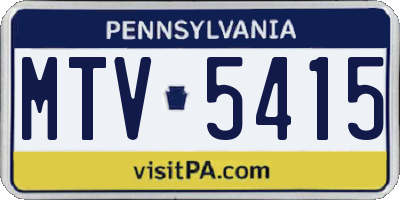 PA license plate MTV5415