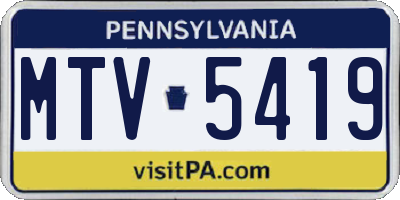 PA license plate MTV5419