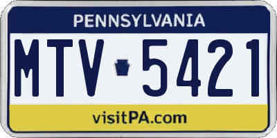 PA license plate MTV5421