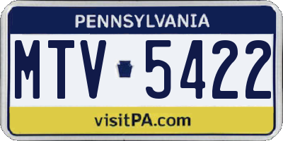 PA license plate MTV5422