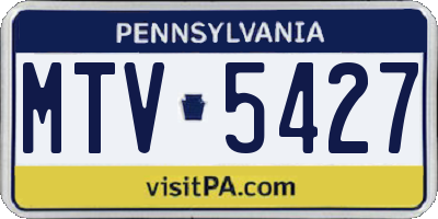 PA license plate MTV5427