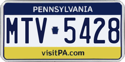 PA license plate MTV5428