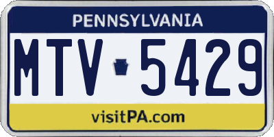 PA license plate MTV5429