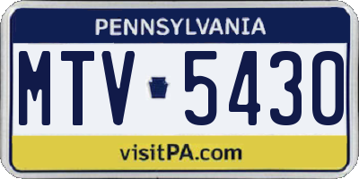 PA license plate MTV5430