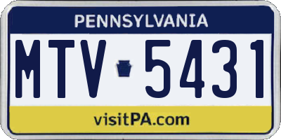 PA license plate MTV5431