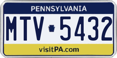 PA license plate MTV5432