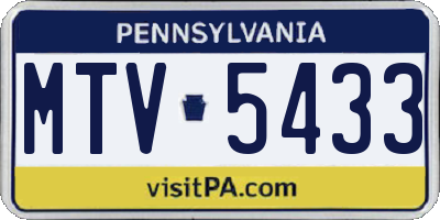 PA license plate MTV5433