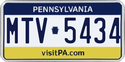 PA license plate MTV5434
