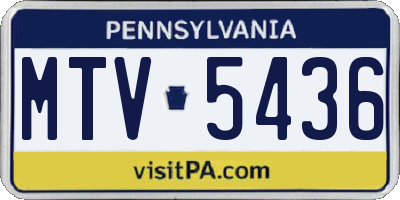 PA license plate MTV5436