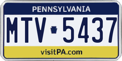 PA license plate MTV5437