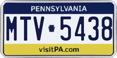 PA license plate MTV5438