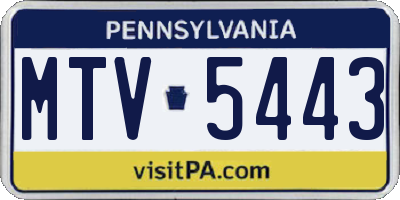 PA license plate MTV5443
