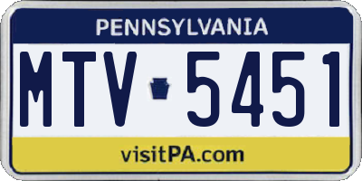 PA license plate MTV5451