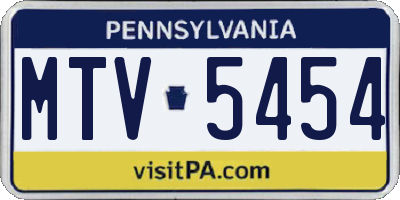PA license plate MTV5454