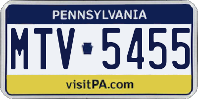 PA license plate MTV5455