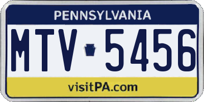 PA license plate MTV5456