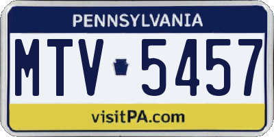 PA license plate MTV5457