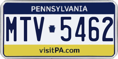 PA license plate MTV5462