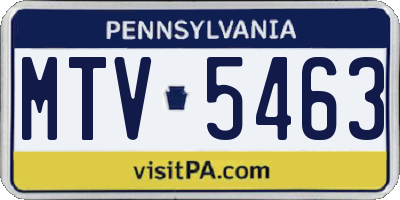 PA license plate MTV5463