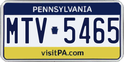 PA license plate MTV5465