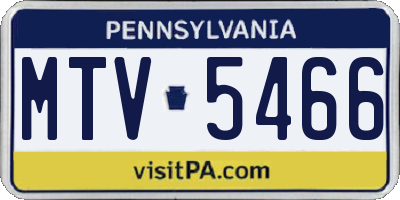 PA license plate MTV5466