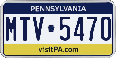 PA license plate MTV5470