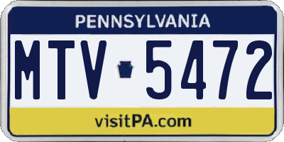PA license plate MTV5472