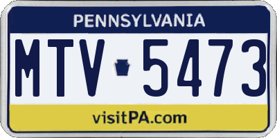 PA license plate MTV5473
