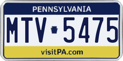 PA license plate MTV5475
