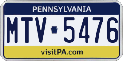 PA license plate MTV5476
