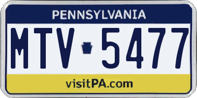 PA license plate MTV5477