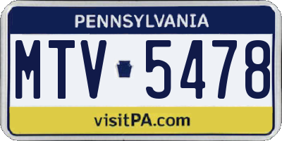 PA license plate MTV5478